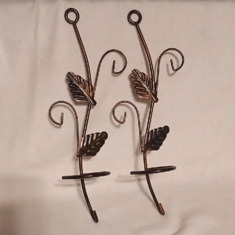 Elegant Brown Leaf Wall Hooks Candle Holders Wall Sconces